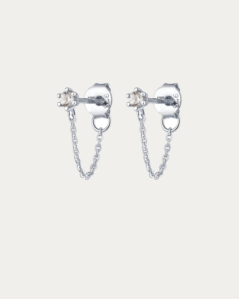 Front of a size O/S Plant Gemstone Chain Stud in Silver in Silver by F+H Studios. | dia_product_style_image_id:330966
